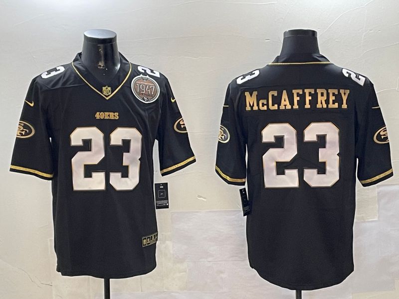 Men San Francisco 49ers 23 Mccaffrey Black Gold 2024 Nike Limited NFL Jersey style 01081